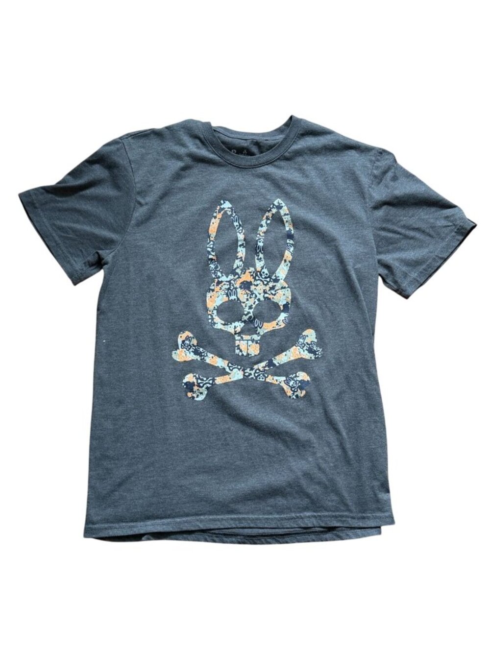 Psycho Bunny graphic t-shirt featuring a camo-patterned logo print-Gray-S-GUC